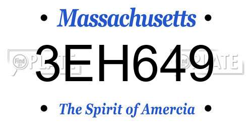 3EH649 Massachusetts License Plate