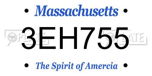 3EH755 Massachusetts License Plate