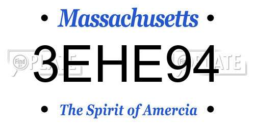 3EHE94 Massachusetts License Plate