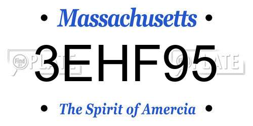 3EHF95 Massachusetts License Plate