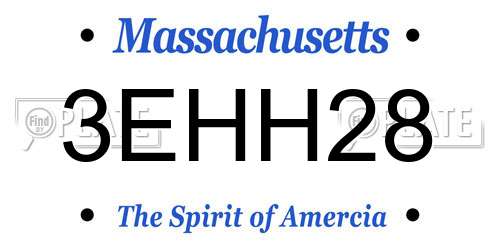 3EHH28 Massachusetts License Plate