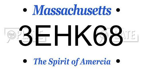 3EHK68 Massachusetts License Plate