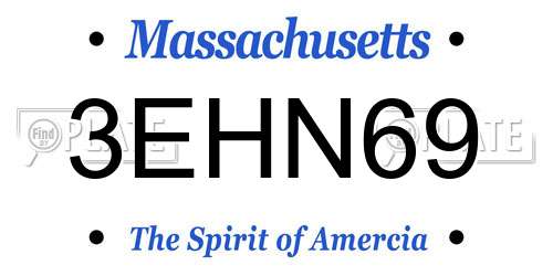 3EHN69 Massachusetts License Plate