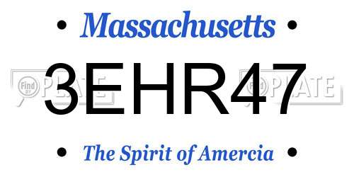 3EHR47 Massachusetts License Plate