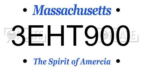 3EHT900 Massachusetts License Plate