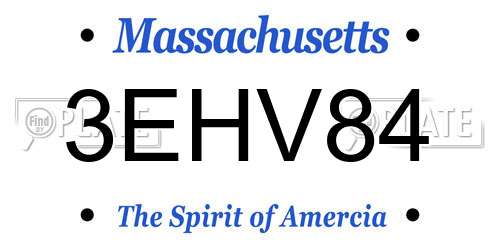 3EHV84 Massachusetts License Plate