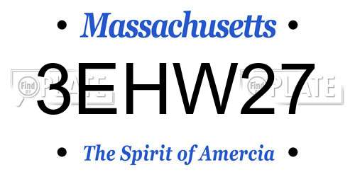 3EHW27 Massachusetts License Plate