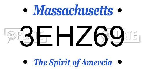 3EHZ69 Massachusetts License Plate