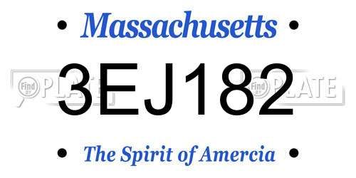 3EJ182 Massachusetts License Plate