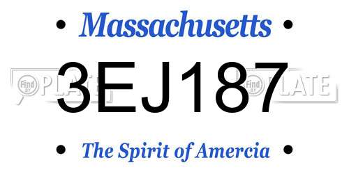 3EJ187 Massachusetts License Plate