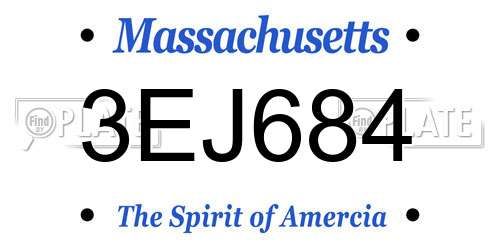 3EJ684 Massachusetts License Plate