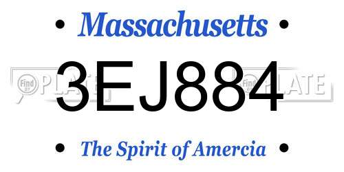 3EJ884 Massachusetts License Plate