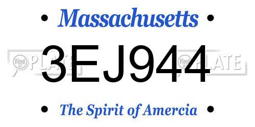 3EJ944 Massachusetts License Plate