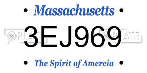 3EJ969 Massachusetts License Plate