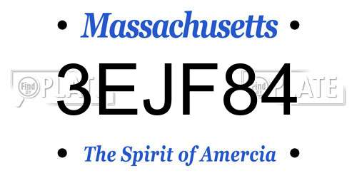 3EJF84 Massachusetts License Plate