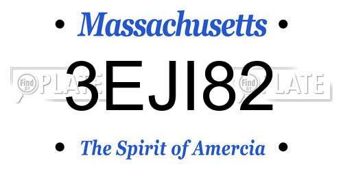 3EJI82 Massachusetts License Plate