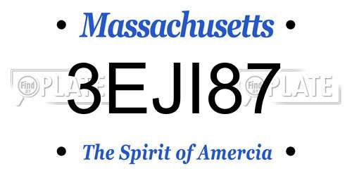3EJI87 Massachusetts License Plate