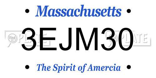 3EJM30 Massachusetts License Plate