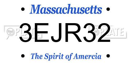 3EJR32 Massachusetts License Plate