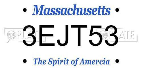 3EJT53 Massachusetts License Plate