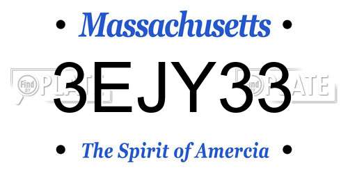 3EJY33 Massachusetts License Plate