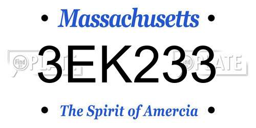 3EK233 Massachusetts License Plate
