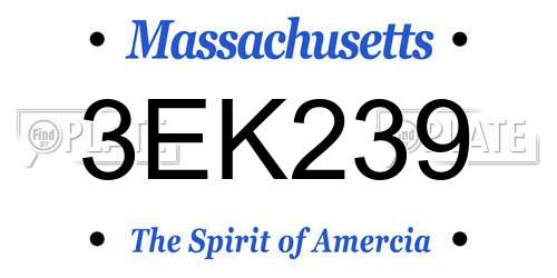 3EK239 Massachusetts License Plate