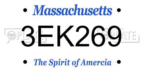 3EK269 Massachusetts License Plate