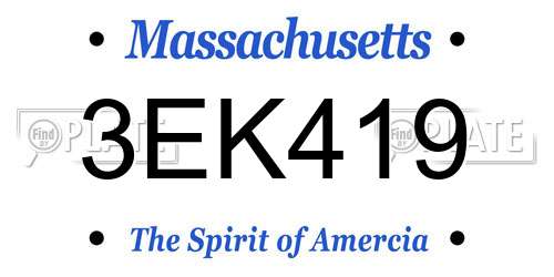 3EK419 Massachusetts License Plate