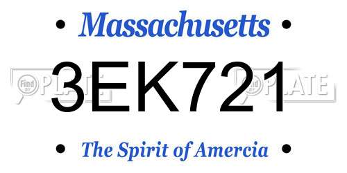 3EK721 Massachusetts License Plate