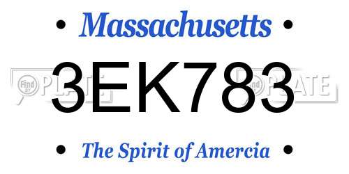 3EK783 Massachusetts License Plate