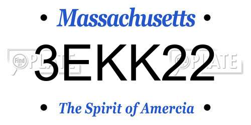 3EKK22 Massachusetts License Plate