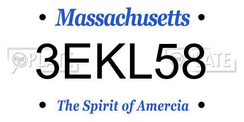 3EKL58 Massachusetts License Plate