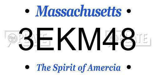 3EKM48 Massachusetts License Plate