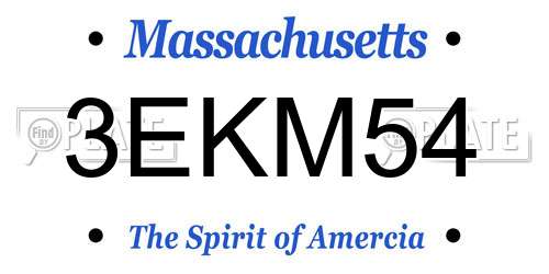 3EKM54 Massachusetts License Plate