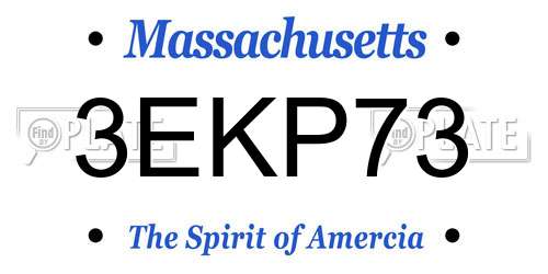3EKP73 Massachusetts License Plate