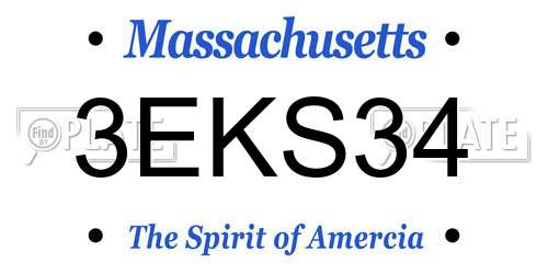 3EKS34 Massachusetts License Plate