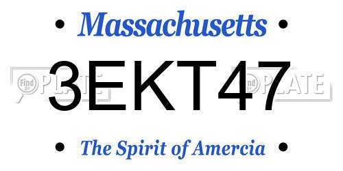 3EKT47 Massachusetts License Plate