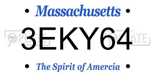 3EKY64 Massachusetts License Plate