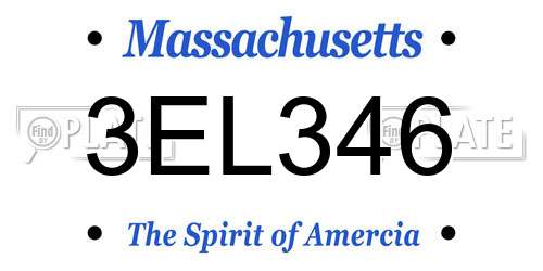 3EL346 Massachusetts License Plate