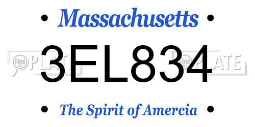 3EL834 Massachusetts License Plate