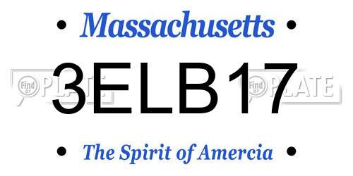 3ELB17 Massachusetts License Plate