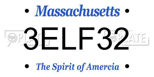 3ELF32 Massachusetts License Plate