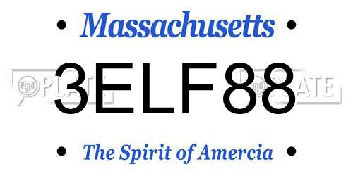 3ELF88 Massachusetts License Plate