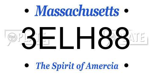 3ELH88 Massachusetts License Plate