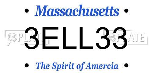 3ELL33 Massachusetts License Plate
