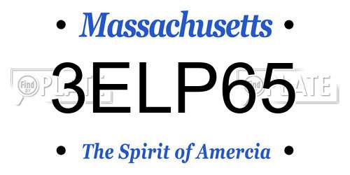 3ELP65 Massachusetts License Plate