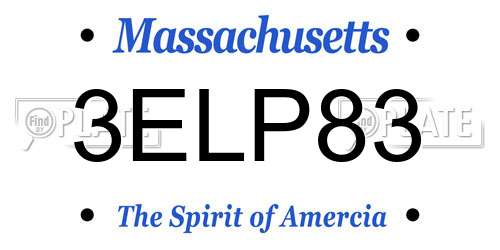 3ELP83 Massachusetts License Plate