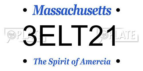 3ELT21 Massachusetts License Plate