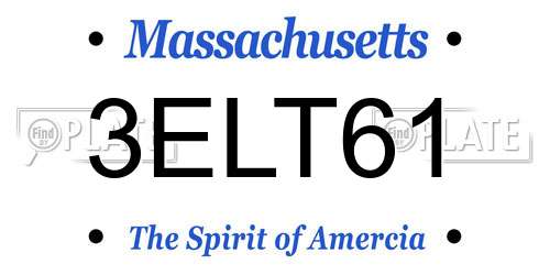 3ELT61 Massachusetts License Plate